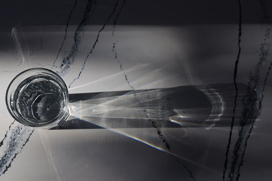 Semi-Abstract of Sunlight Through Water Glass.